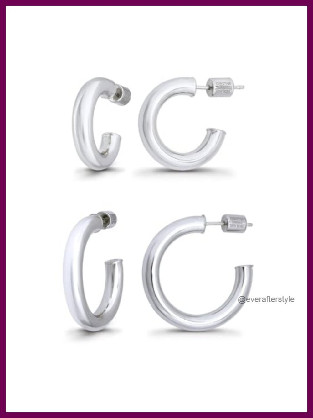 18K Gold Plated Sterling Silver Hoop Earrings Set 2 Pairs